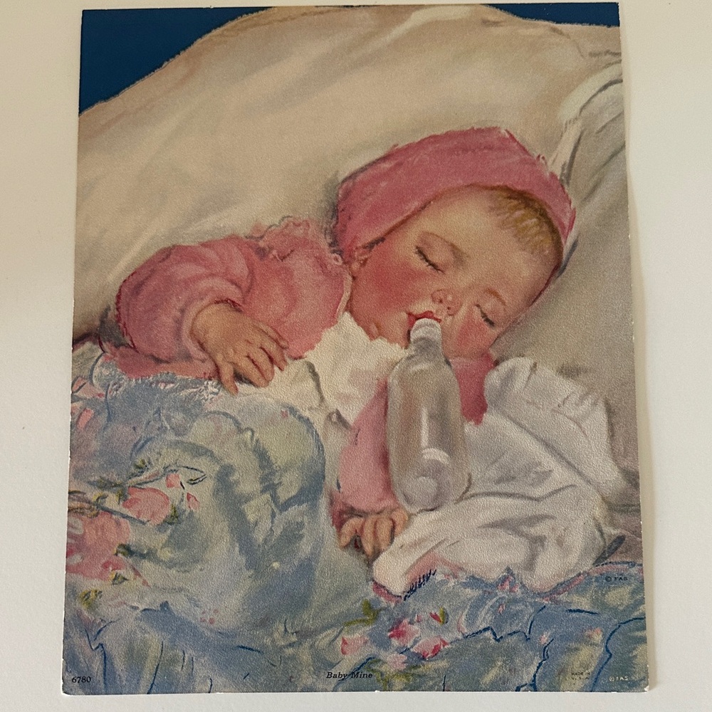 Vintage Calendar Art Print titled "Baby Mine"
